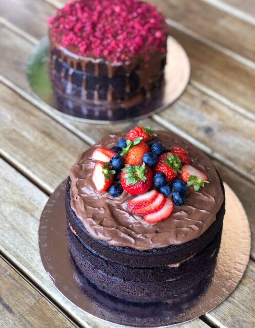 Chocolate Cake With Chocolate Icing & Fresh Berries