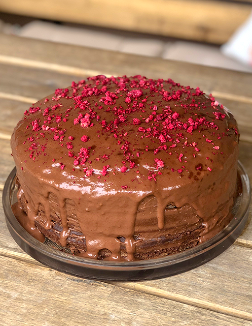 Plain Chocolate Cake With Dried Raspberries
