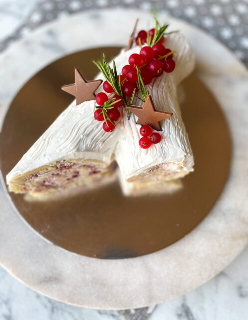 Buche De Noel – Vanilla With Raspberry Filling